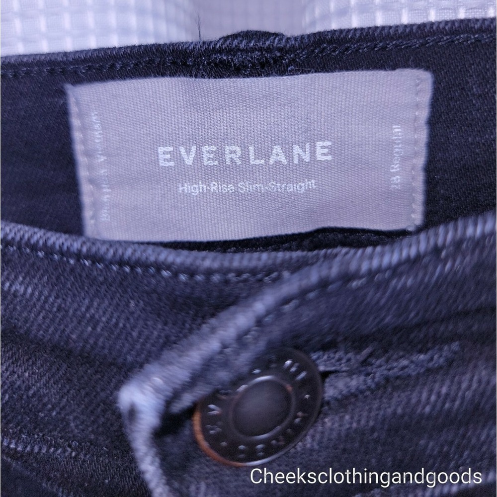 Everlane High Rise Slim Straight Cigarette Black Button Fly Jeans Women's 28 Reg - Picture 6 of 7